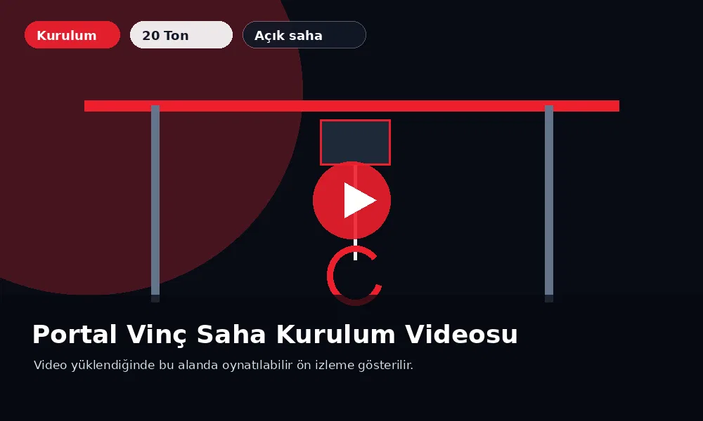 20 Ton kapasiteli portal vinç saha kurulum videosu saha uygulaması
